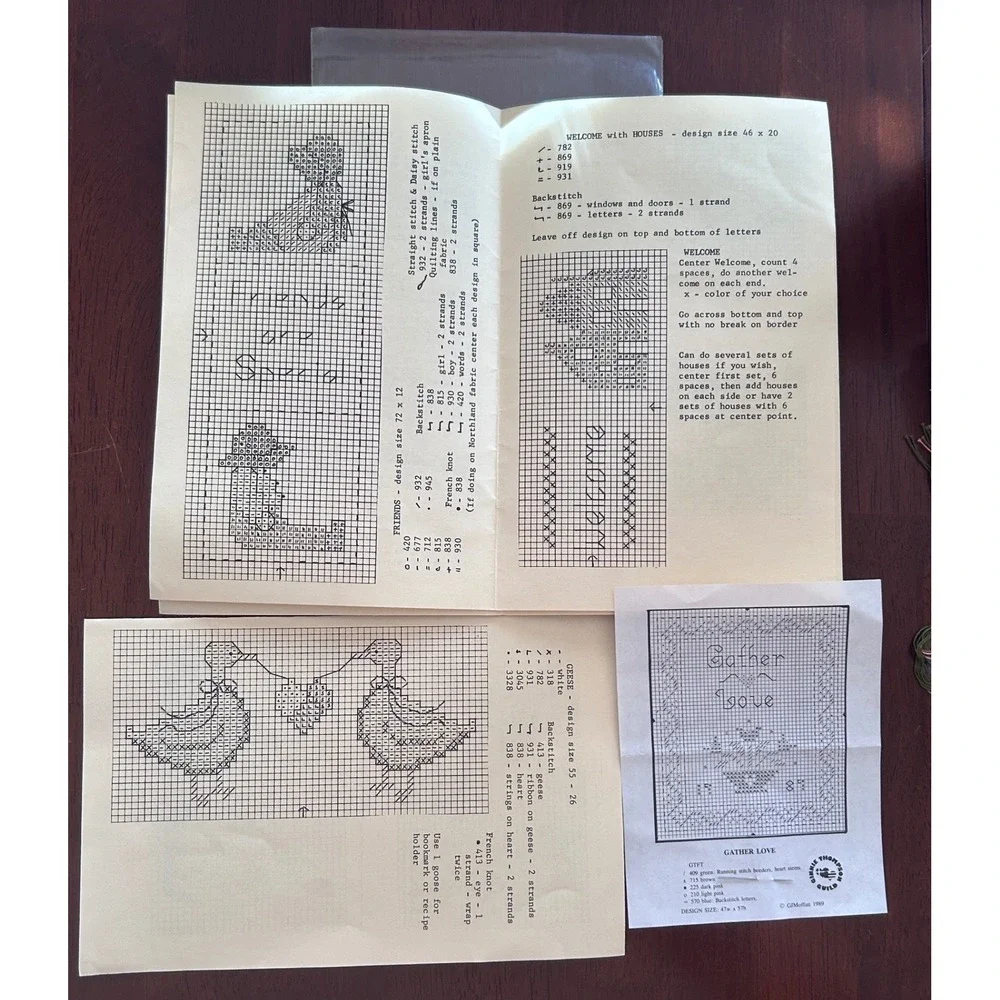 Cottagecore Homespun Stitches Cross Stitch Pattern Paper OS Multi Patterns